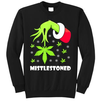 Mistlestoned Weed Leaf Cannabis Marijuana Ugly Christmas Sweatshirt