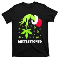 Mistlestoned Weed Leaf Cannabis Marijuana Ugly Christmas T-Shirt