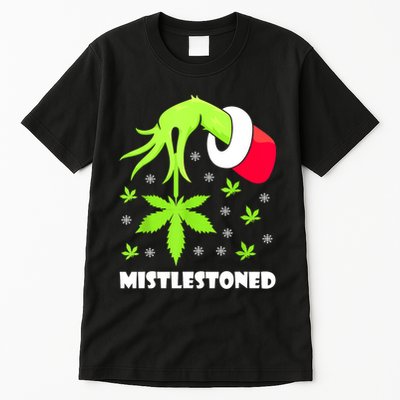 Mistlestoned Weed Leaf Cannabis Marijuana Ugly Christmas Tall T-Shirt