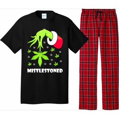 Mistlestoned Weed Leaf Cannabis Marijuana Ugly Christmas Pajama Set