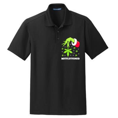 Mistlestoned Weed Leaf Cannabis Marijuana Ugly Christmas Dry Zone Grid Polo