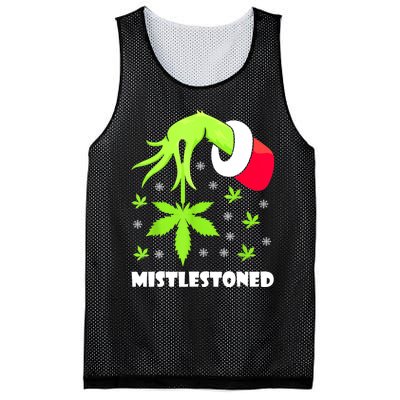 Mistlestoned Weed Leaf Cannabis Marijuana Ugly Christmas Mesh Reversible Basketball Jersey Tank