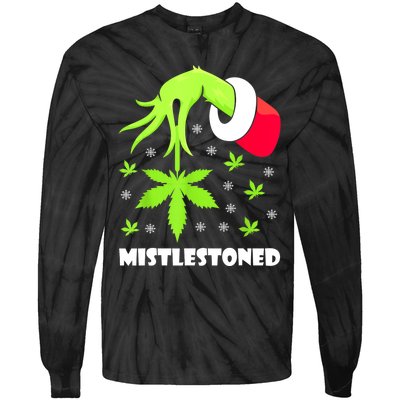 Mistlestoned Weed Leaf Cannabis Marijuana Ugly Christmas Tie-Dye Long Sleeve Shirt