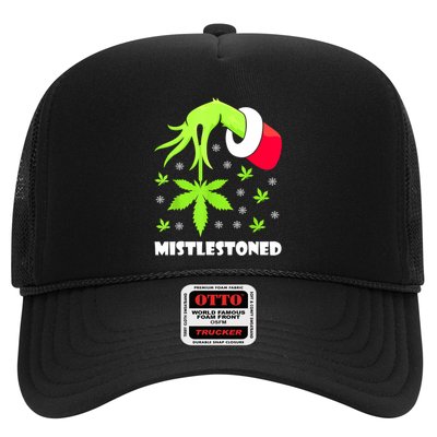 Mistlestoned Weed Leaf Cannabis Marijuana Ugly Christmas Trucker Hat