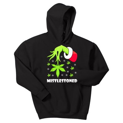 Mistlestoned Weed Leaf Cannabis Marijuana Ugly Christmas Kids Hoodie