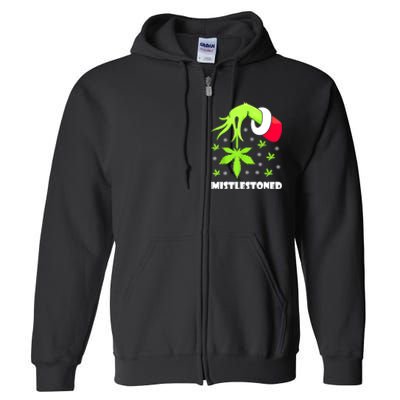 Mistlestoned Weed Leaf Cannabis Marijuana Ugly Christmas Full Zip Hoodie