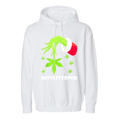 Mistlestoned Weed Leaf Cannabis Marijuana Ugly Christmas Garment-Dyed Fleece Hoodie