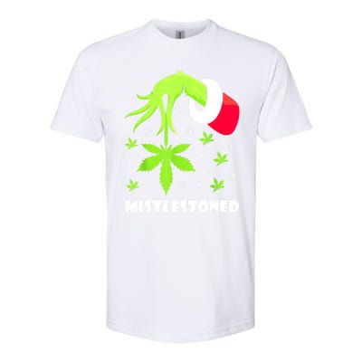 Mistlestoned Weed Leaf Cannabis Marijuana Ugly Christmas Softstyle CVC T-Shirt