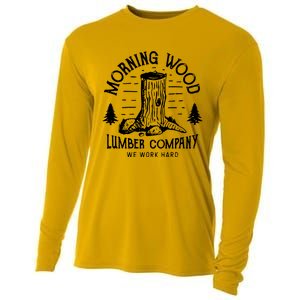 Morning Wood Lumber Company Funny Camping Carpenter Cooling Performance Long Sleeve Crew