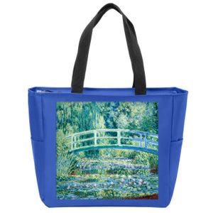 Monet's Water Lilies And Japanese Bridge Modern Art Painting Cute Gift Zip Tote Bag