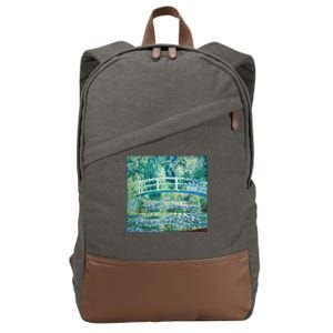 Monet's Water Lilies And Japanese Bridge Modern Art Painting Cute Gift Cotton Canvas Backpack