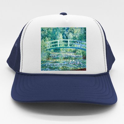 Monet's Water Lilies And Japanese Bridge Modern Art Painting Cute Gift Trucker Hat