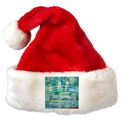 Monet's Water Lilies And Japanese Bridge Modern Art Painting Cute Gift Premium Christmas Santa Hat