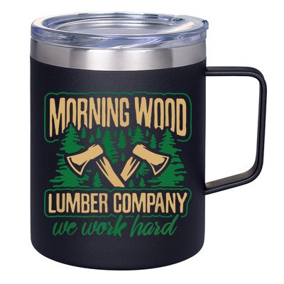 Morning Wood Lumber Company Funny Lumberjack Dad 12oz Stainless Steel Coffee Mug