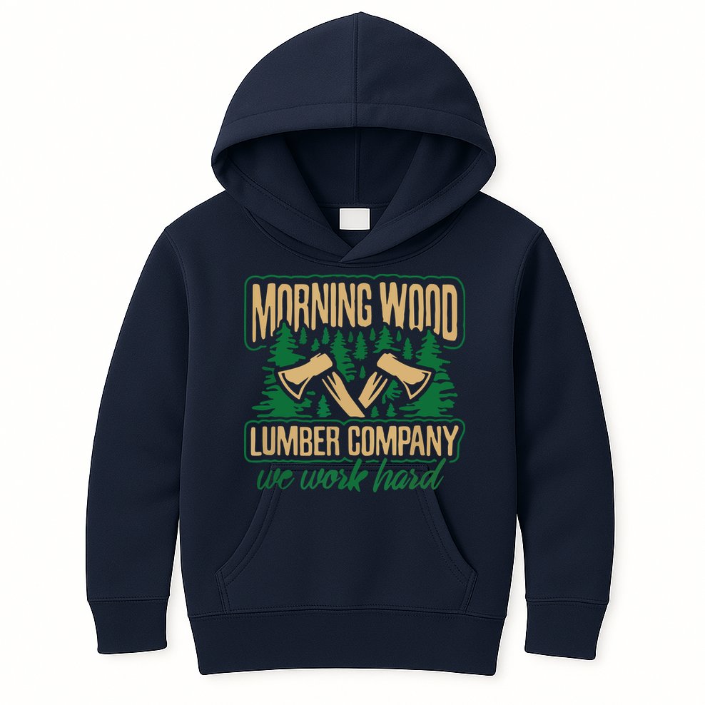 Morning Wood Lumber Company Funny Lumberjack Dad Kids Hoodie