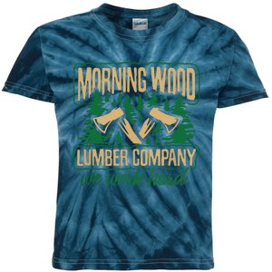 Morning Wood Lumber Company Funny Lumberjack Dad Kids Tie-Dye T-Shirt