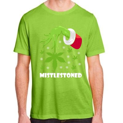 Mistlestoned Weed Leaf Cannabis And Marijuana Ugly Christmas Cool Gift Adult ChromaSoft Performance T-Shirt