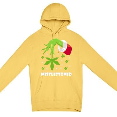 Mistlestoned Weed Leaf Cannabis And Marijuana Ugly Christmas Cool Gift Premium Pullover Hoodie