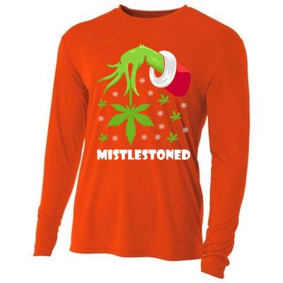 Mistlestoned Weed Leaf Cannabis And Marijuana Ugly Christmas Cool Gift Cooling Performance Long Sleeve Crew