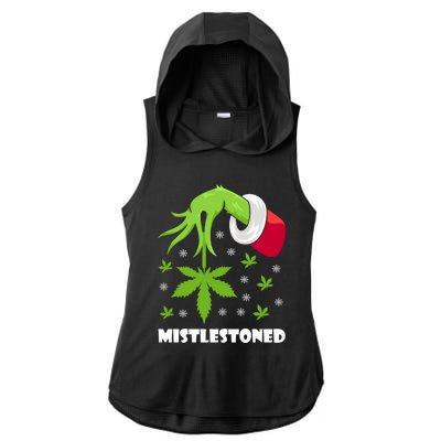 Mistlestoned Weed Leaf Cannabis And Marijuana Ugly Christmas Cool Gift Ladies PosiCharge Tri-Blend Wicking Draft Hoodie Tank