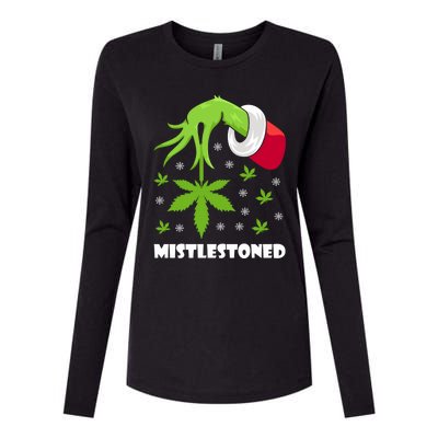 Mistlestoned Weed Leaf Cannabis And Marijuana Ugly Christmas Cool Gift Womens Cotton Relaxed Long Sleeve T-Shirt