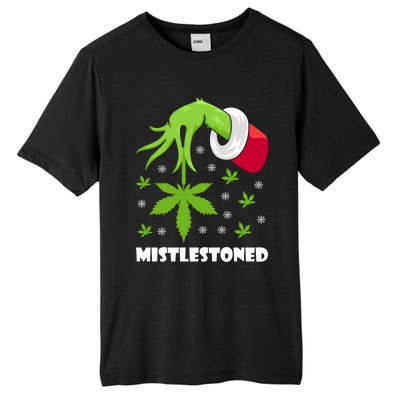 Mistlestoned Weed Leaf Cannabis And Marijuana Ugly Christmas Cool Gift Tall Fusion ChromaSoft Performance T-Shirt