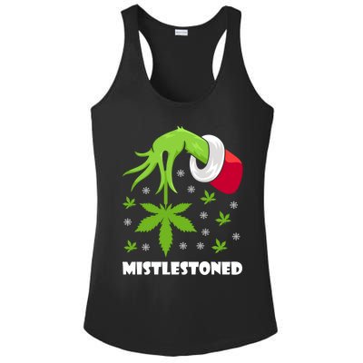 Mistlestoned Weed Leaf Cannabis And Marijuana Ugly Christmas Cool Gift Ladies PosiCharge Competitor Racerback Tank