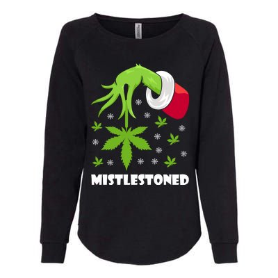 Mistlestoned Weed Leaf Cannabis And Marijuana Ugly Christmas Cool Gift Womens California Wash Sweatshirt