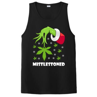 Mistlestoned Weed Leaf Cannabis And Marijuana Ugly Christmas Cool Gift PosiCharge Competitor Tank