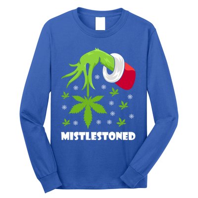 Mistlestoned Weed Leaf Cannabis And Marijuana Ugly Christmas Cool Gift Long Sleeve Shirt