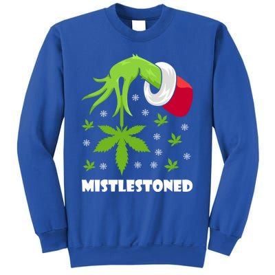 Mistlestoned Weed Leaf Cannabis And Marijuana Ugly Christmas Cool Gift Sweatshirt