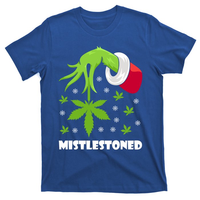 Mistlestoned Weed Leaf Cannabis And Marijuana Ugly Christmas Cool Gift T-Shirt