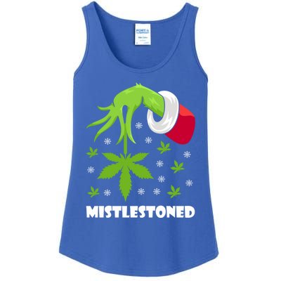 Mistlestoned Weed Leaf Cannabis And Marijuana Ugly Christmas Cool Gift Ladies Essential Tank