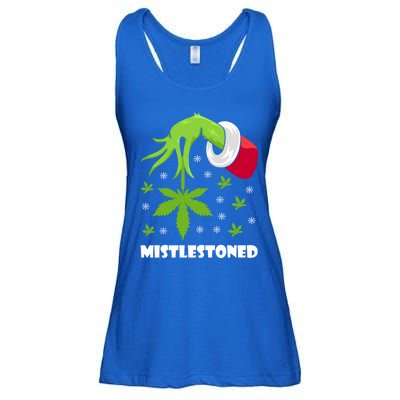 Mistlestoned Weed Leaf Cannabis And Marijuana Ugly Christmas Cool Gift Ladies Essential Flowy Tank