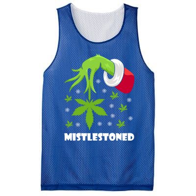 Mistlestoned Weed Leaf Cannabis And Marijuana Ugly Christmas Cool Gift Mesh Reversible Basketball Jersey Tank