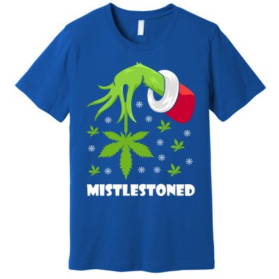 Mistlestoned Weed Leaf Cannabis And Marijuana Ugly Christmas Cool Gift Premium T-Shirt