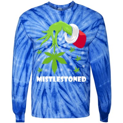 Mistlestoned Weed Leaf Cannabis And Marijuana Ugly Christmas Cool Gift Tie-Dye Long Sleeve Shirt