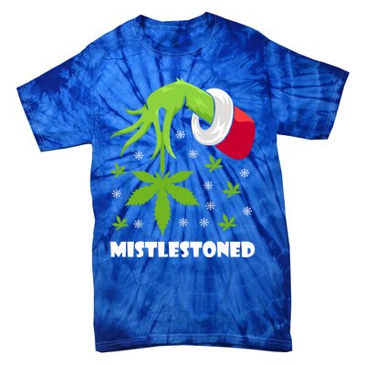 Mistlestoned Weed Leaf Cannabis And Marijuana Ugly Christmas Cool Gift Tie-Dye T-Shirt