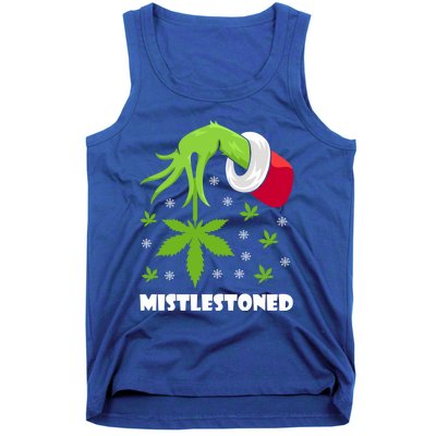 Mistlestoned Weed Leaf Cannabis And Marijuana Ugly Christmas Cool Gift Tank Top