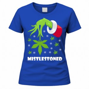 Mistlestoned Weed Leaf Cannabis And Marijuana Ugly Christmas Cool Gift Women's T-Shirt