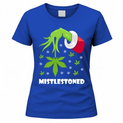 Mistlestoned Weed Leaf Cannabis And Marijuana Ugly Christmas Cool Gift Women's T-Shirt