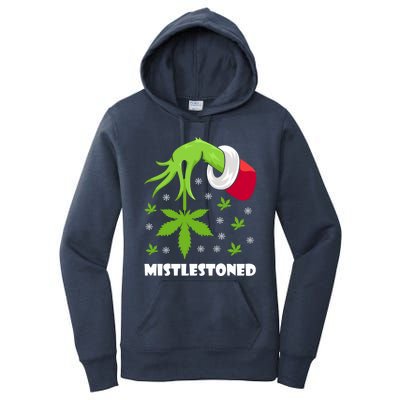 Mistlestoned Weed Leaf Cannabis And Marijuana Ugly Christmas Cool Gift Women's Pullover Hoodie