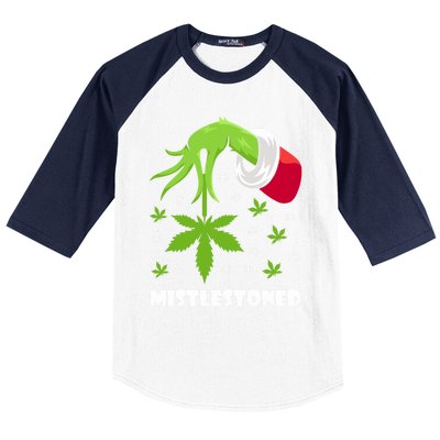 Mistlestoned Weed Leaf Cannabis And Marijuana Ugly Christmas Cool Gift Baseball Sleeve Shirt