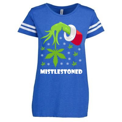 Mistlestoned Weed Leaf Cannabis And Marijuana Ugly Christmas Cool Gift Enza Ladies Jersey Football T-Shirt