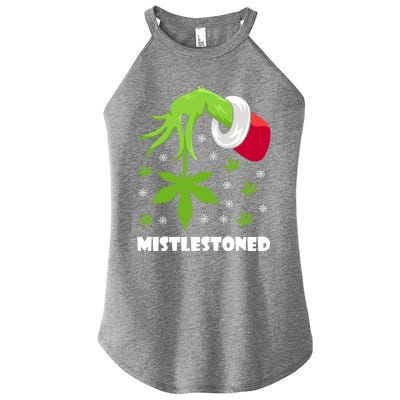 Mistlestoned Weed Leaf Cannabis And Marijuana Ugly Christmas Cool Gift Women's Perfect Tri Rocker Tank