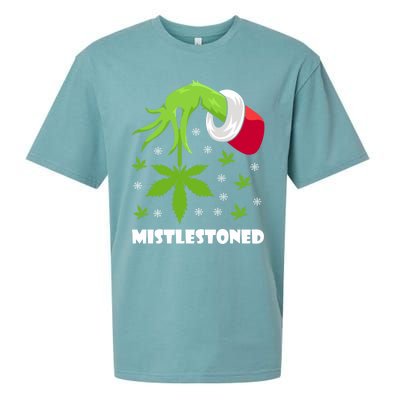 Mistlestoned Weed Leaf Cannabis And Marijuana Ugly Christmas Cool Gift Sueded Cloud Jersey T-Shirt