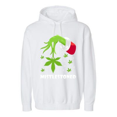 Mistlestoned Weed Leaf Cannabis And Marijuana Ugly Christmas Cool Gift Garment-Dyed Fleece Hoodie