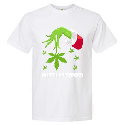 Mistlestoned Weed Leaf Cannabis And Marijuana Ugly Christmas Cool Gift Garment-Dyed Heavyweight T-Shirt