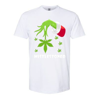 Mistlestoned Weed Leaf Cannabis And Marijuana Ugly Christmas Cool Gift Softstyle CVC T-Shirt