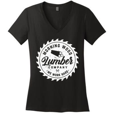 M.O.R.N.I.N.G W.O.O.D L.U.M.B.E.R Company Camping Woodman Women's V-Neck T-Shirt